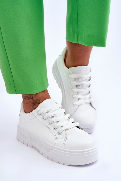 Wygodne Damskie Buty Sportowe Na Platformie Białe Devan