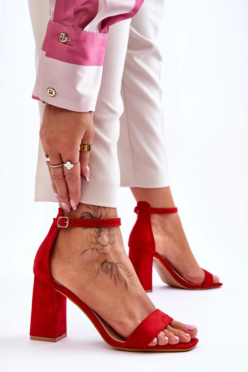 Damskie Sandały Na Stabilnym Słupku Czerwone Lavissa