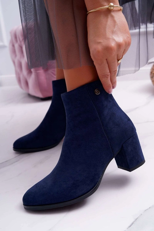 Botki Damskie Na Obcasie Sergio Leone Granatowe BT520