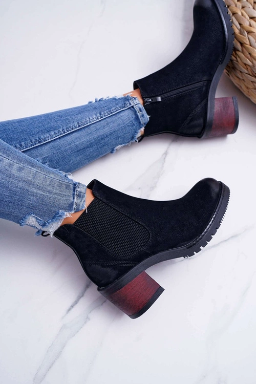 Botki Damskie Na Obcasie Sergio Leone Czarne BT702