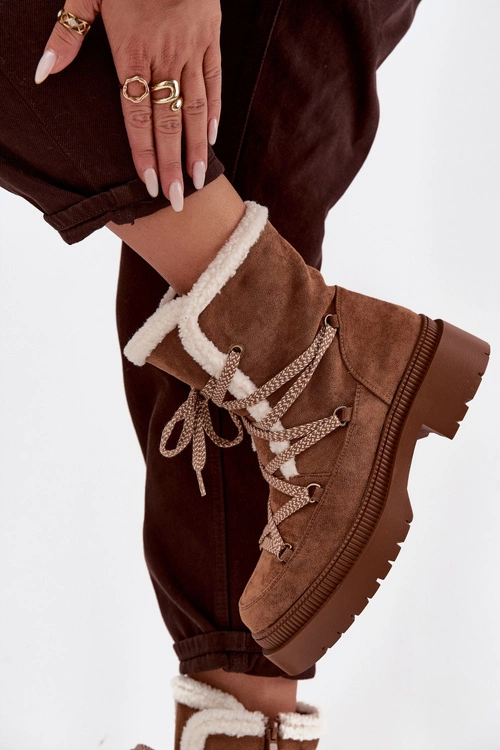 Śniegowce Damskie Z Kożuszkiem Camel Irmara