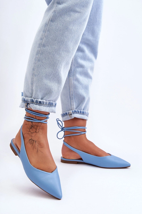 Damskie Wiązane Baleriny Niebieskie Lilly Ann