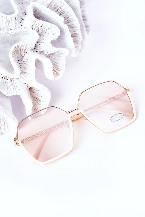 Geometryczne Okulary Przeciwsłoneczne Beżowe