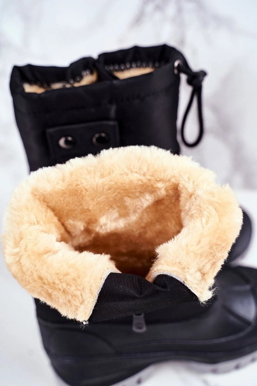 Dziecięce Śniegowce Ocieplone Futerkiem Czarne Hot Winter