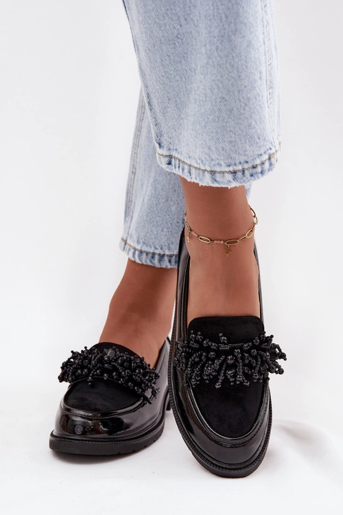 Damskie Mokasyny Lakierowane S.Barski HY52-369B Czarne