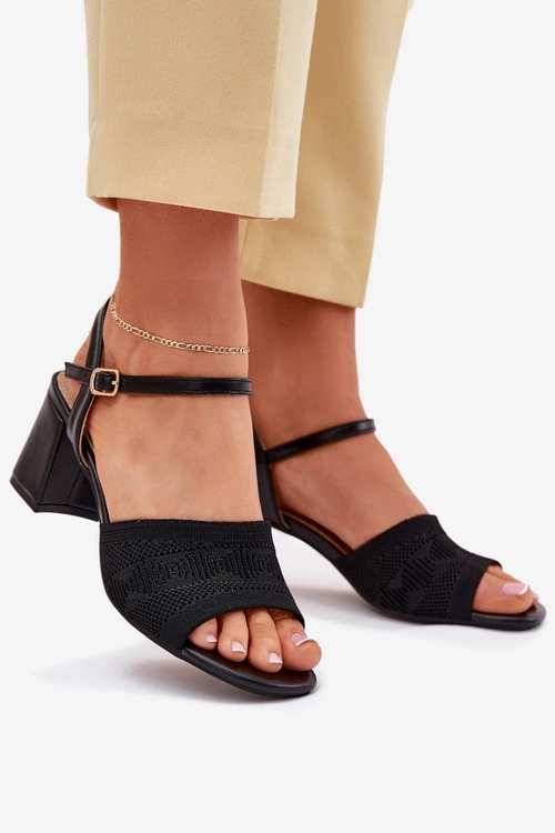 Damskie Sandały Na Słupkowym Obcasie Czarne Sarena