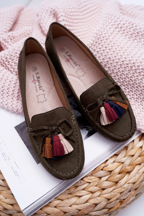 Mokasyny Damskie Zamszowe Khaki S.Barski A199 Mohabe