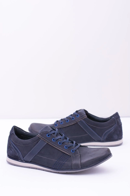 Męskie Skórzane Granatowe Półbuty Denali