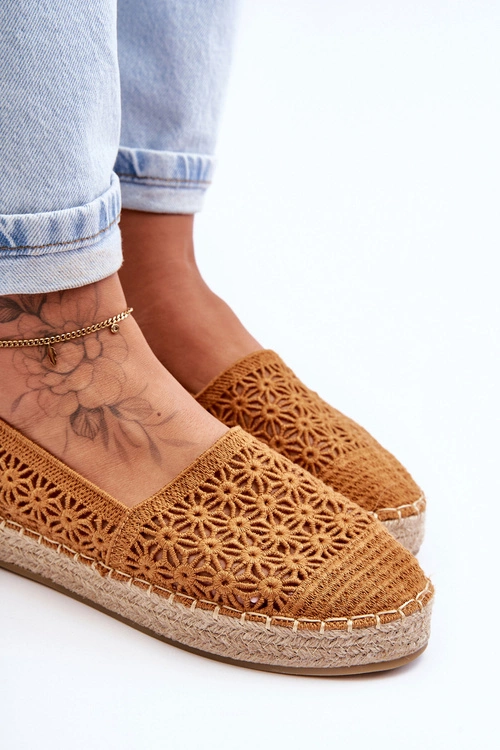 Damskie Ażurowe Espadryle Camel One Lover