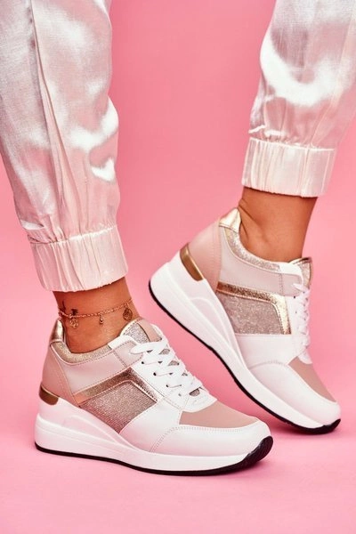 Sportowe Damskie Buty Sneakersy Biało Różowe Dillion
