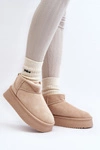 Damskie Śniegowce Na Grubej Podeszwie Beżowe Caliksa