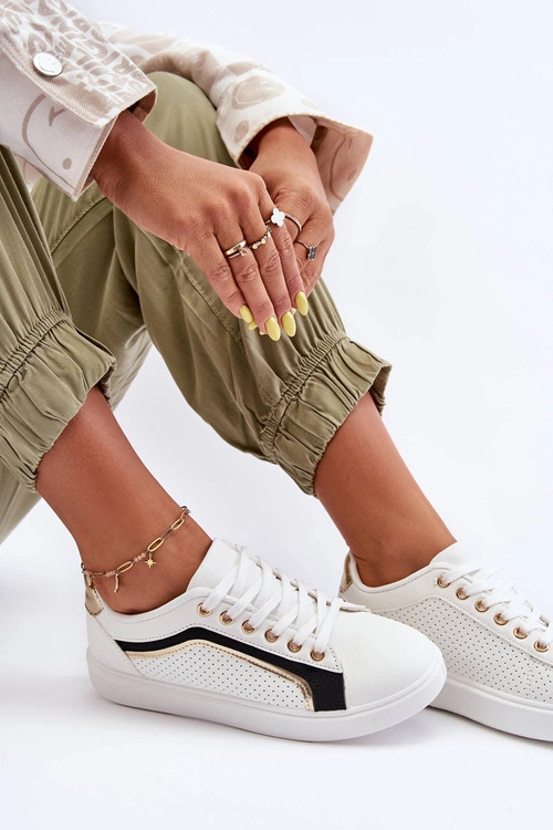 Niskie Klasyczne Buty Sportowe Damskie Białe Lamimi