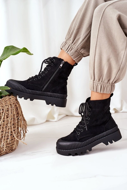 Zamszowe Trapery Na Platformie Czarne Here I Am