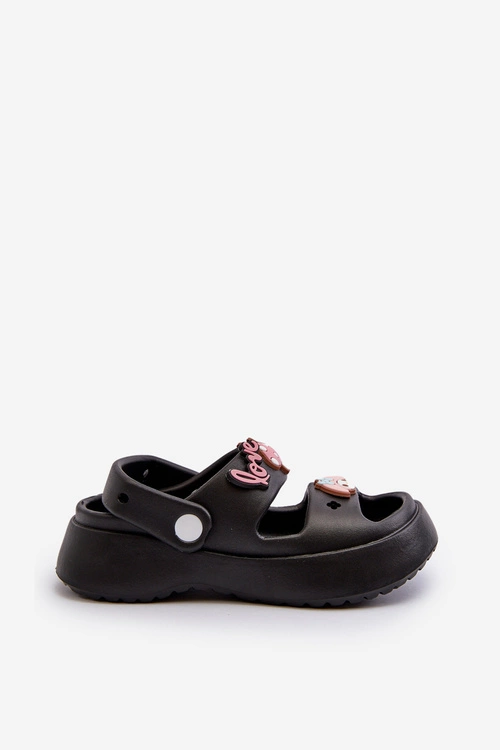 Lekkie Piankowe Klapki Dziecięce Z Ozdobami Czarne Ifrana