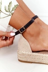 Koronkowe Espadryle Na Plecionej Platformie Czarne Larisa