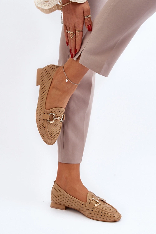 Mokasyny Damskie Na Płaskim Obcasie Z Ozdobą Camel Iluvana