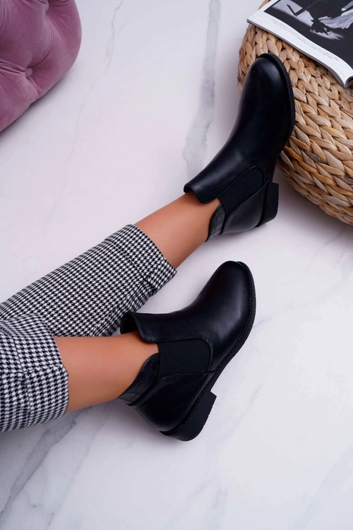 Damskie Botki Płaskie Czarne Estacanto