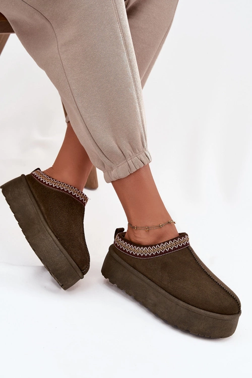 Śniegowce Damskie Z Ozdobnym Haftem Ciemnozielone Jenira