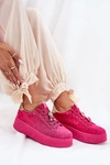 Sneakersy Damskie Na Platformie Z Misiem Fuksja Vailina
