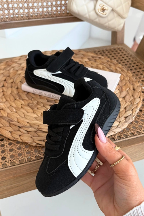 Buty Sportowe Dziecięce Z Rzepem Czarno-Białe Perrin