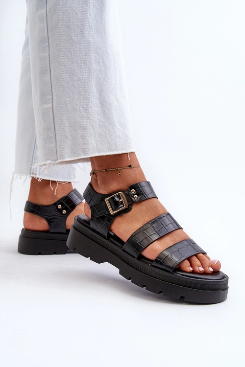 Sandały Damskie Na Masywnej Podeszwie Czarne Nicarda