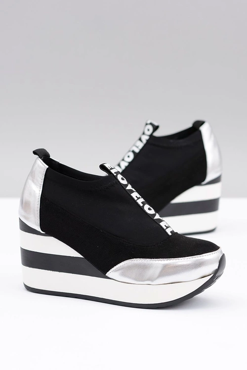 Lu Boo Czarne Sneakersy Na Koturnie Platforma Love Mitta