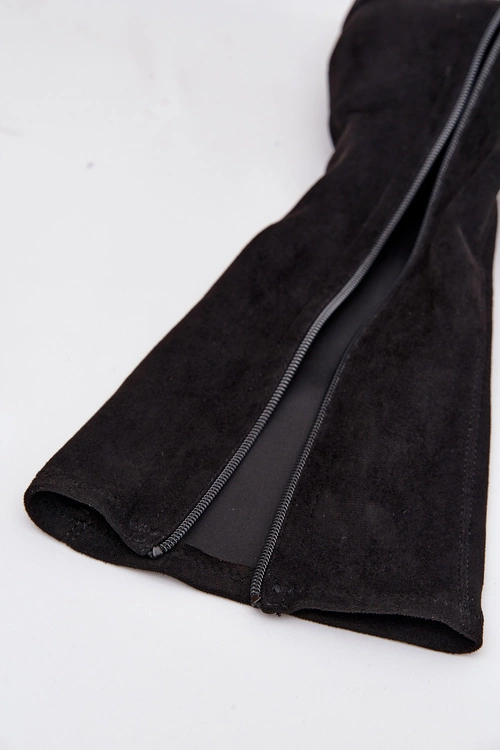 Kozaki Damskie Na Niskim Obcasie Eko Zamszowe Sergio Leone KZ212 Czarne