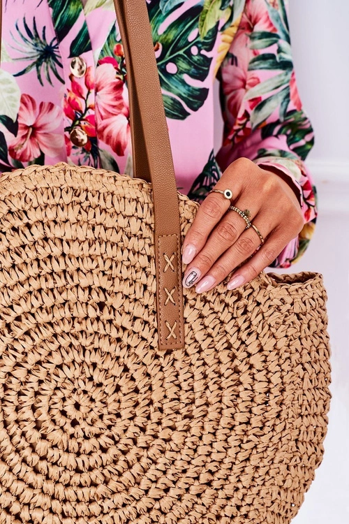 Pleciona Torebka Boho Na Ramię BRUNO ROSSI Camel