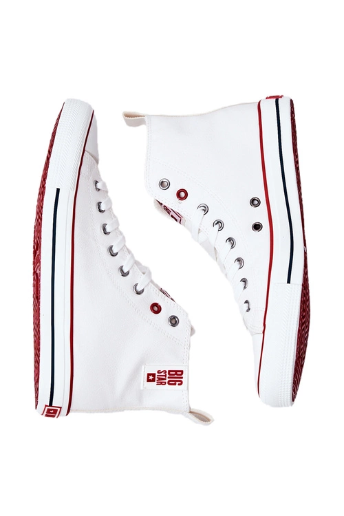 Męskie Wysokie Skórzane Trampki BIG STAR JJ174071 Białe