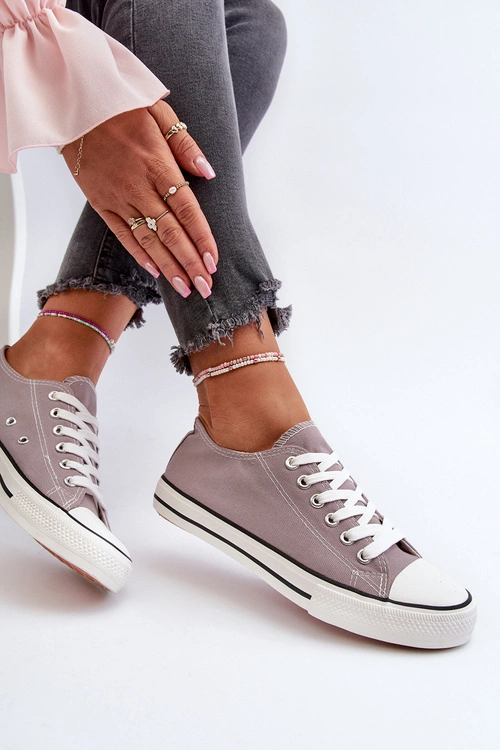 Trampki Damskie Klasyczne Niskie Szare Caelira