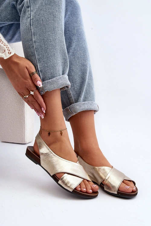 Zazoo 40407 Sandały Skórzane Damskie Złote