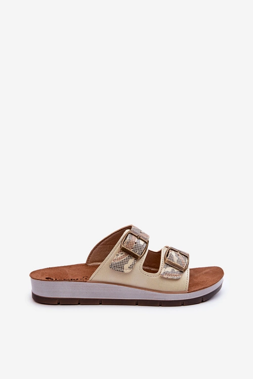 Wygodne Klapki Damskie Z Klamrami Inblu CP000045 Złote