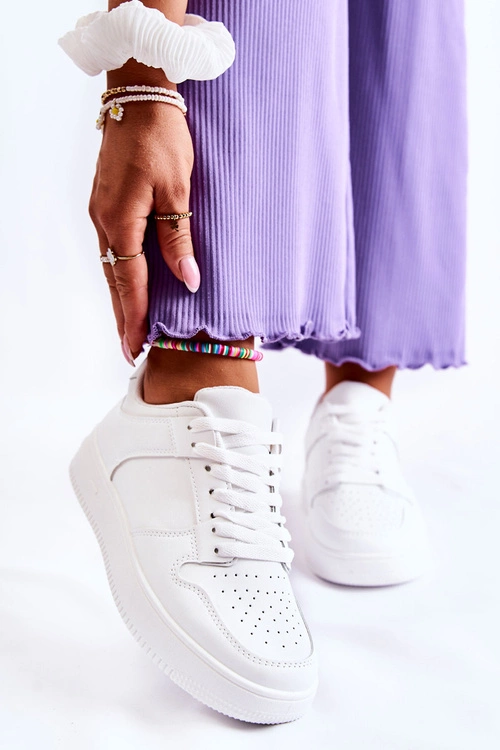 Damskie Sportowe Buty Wiązane Białe Toscana