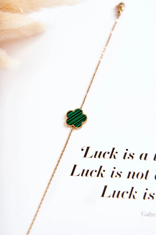 Damska Modna Bransoletka Z Zielono-Czarnym Kwiatem Złota