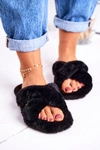 Damskie Klapki Papcie Futrzane Czarne Cozy Time