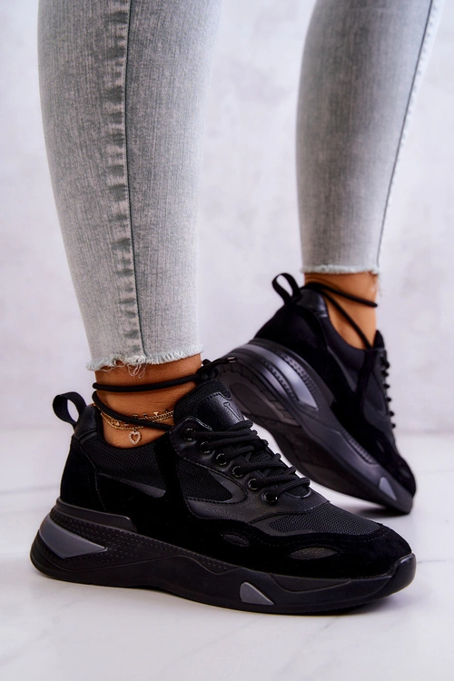 Damskie Sportowe Buty Sneakersy Czarne Spencer