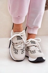 Buty Sportowe Sneakersy Damskie Na Platformie Panterka Biało-Beżowe Pumbes 