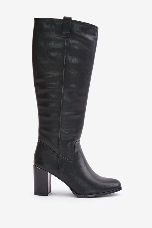 Skórzane Ocieplane Kozaki Na Słupku Sergio Leone KZ230-S Czarne