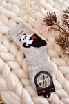Damskie Śmieszne Skarpetki Panda W Filiżance Szare