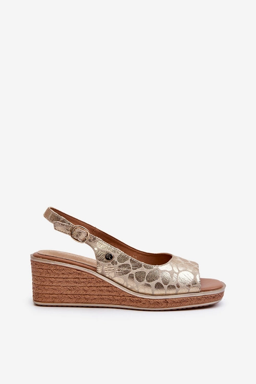 Damskie Sandały Na Koturnie Sergio Leone SK301 Złote