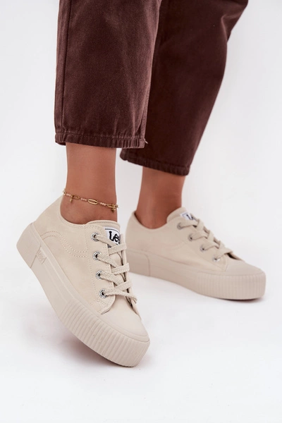 Trampki Damskie Na Platformie LEE ISLA C WOMEN LOW 50253001.35E Beżowe