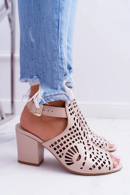 Sandały Na Słupku Laura Messi 1924 Skóra Beżowe Montoro