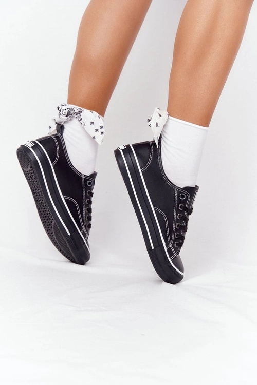 Damskie Skórzane Trampki BIG STAR HH274145 Czarne