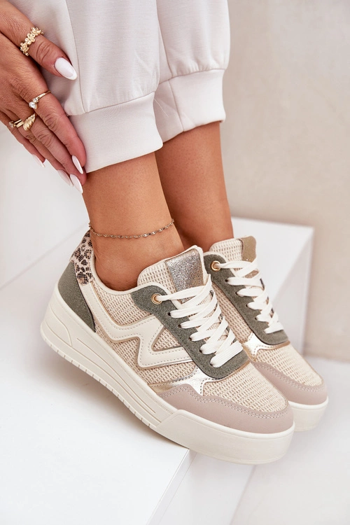 Buty Sportowe Damskie Na Platformie Panterka Zielone Lorori