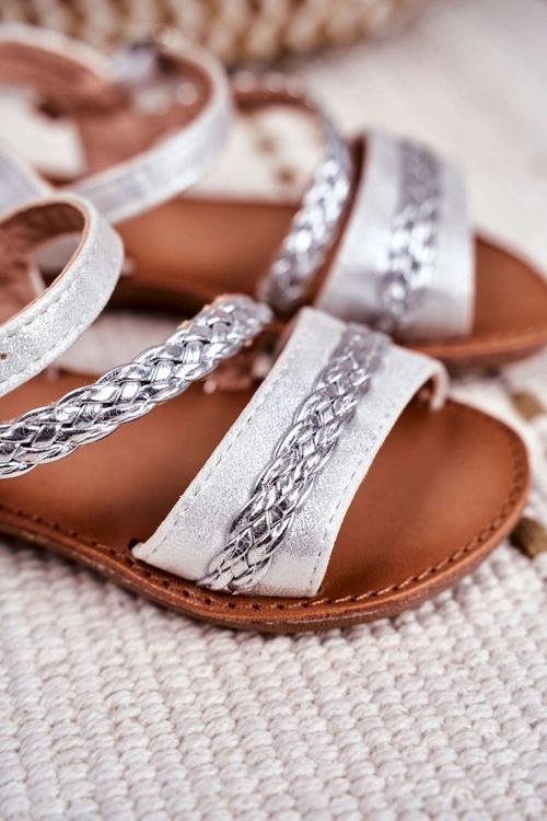 Dziecięce Sandały Srebrne Kremo