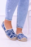 Lu Boo | Damskie Wsuwane Niebieskie Lniane Espadryle Aztec Bimbi