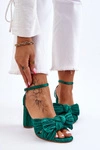 Modne Sandały Z Kokardą Na Obcasie Zielone Callum