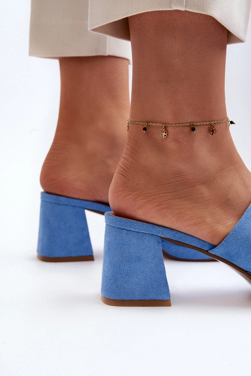 Damskie Klapki Na Obcasie Niebieskie Bralya