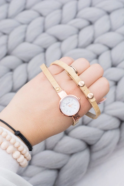 Miedziany Zegarek Damski Podwójny Pasek