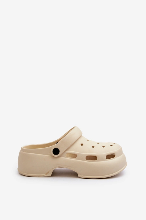 Piankowe Klapki Damskie Na Masywnej Podeszwie Beżowe Danollia